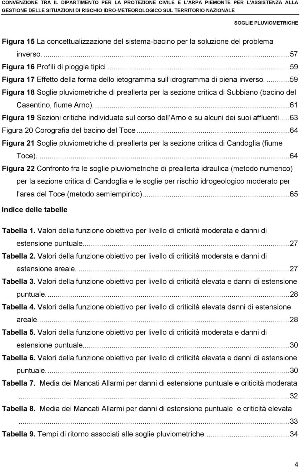 ...59 Figura 18 Soglie pluviometriche di preallerta per la sezione critica di Subbiano (bacino del Casentino, fiume Arno).