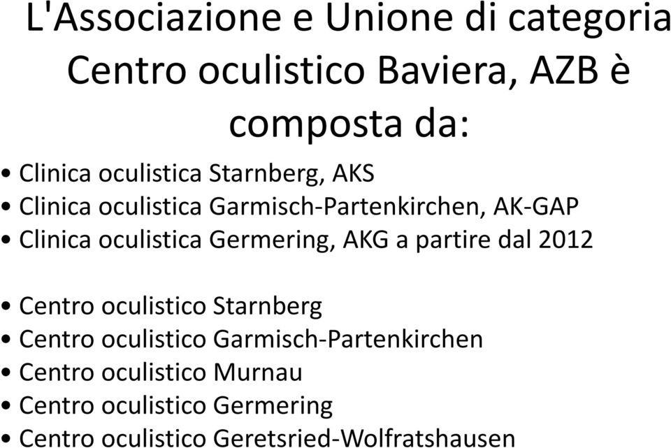 Germering, AKG a partire dal 2012 Centro oculistico Starnberg Centro oculistico