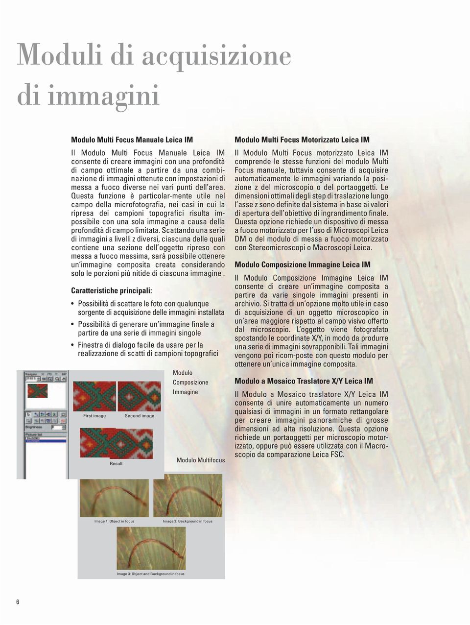 Questa funzione è particolar-mente utile nel campo della microfotografia, nei casi in cui la ripresa dei campioni topografici risulta impossibile con una sola immagine a causa della profondità di