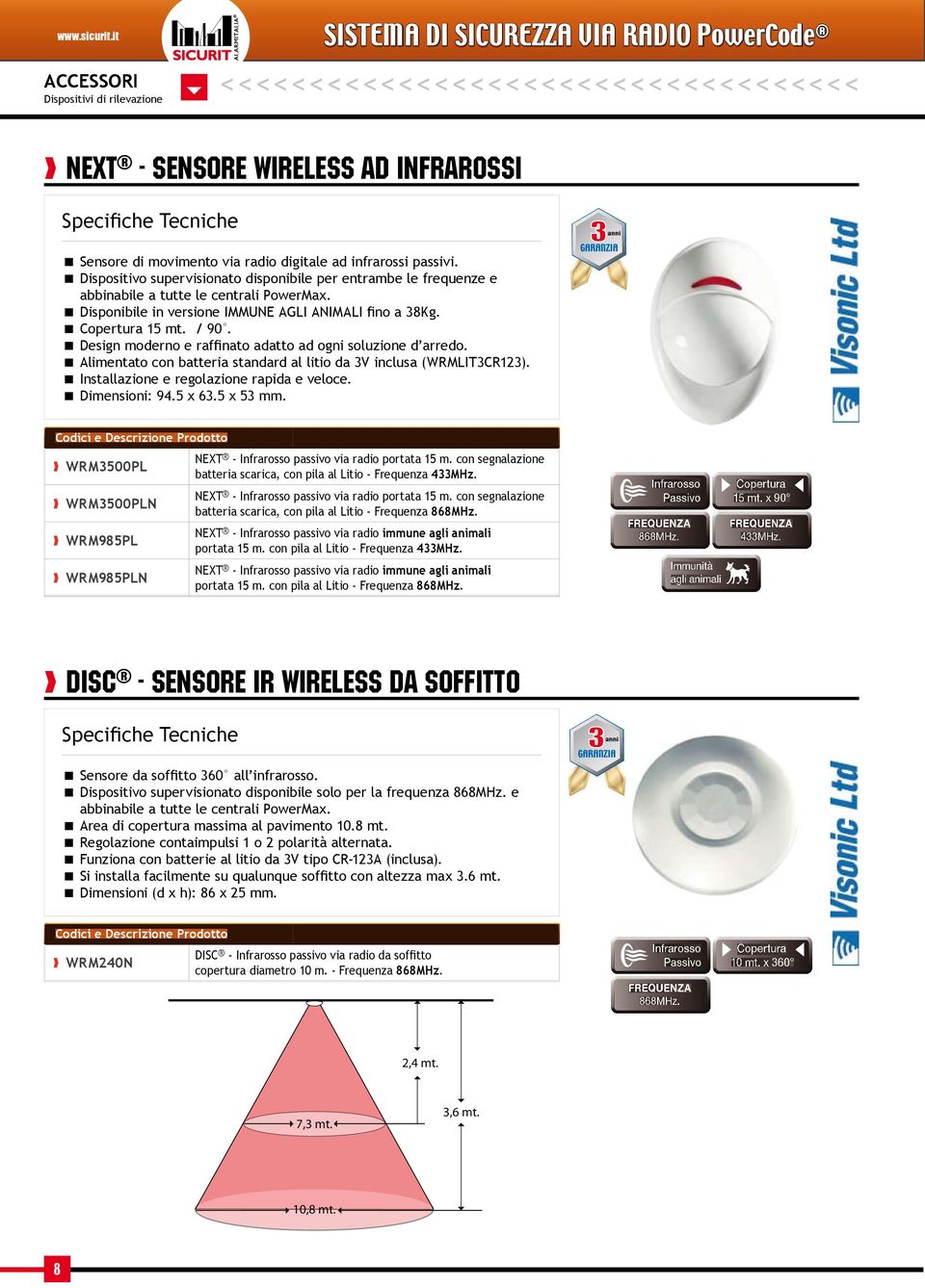 Design moderno e raffinato adatto ad ogni soluzione d arredo. Alimentato con batteria standard al litio da 3V inclusa (WRMLIT3CR123). Installazione e regolazione rapida e veloce. Dimensioni: 94.