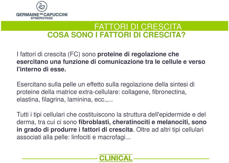 Esercitano sulla pelle un effetto sulla regolazione della sintesi di proteine della matrice extra-cellulare: collagene, fibronectina, elastina, filagrina,