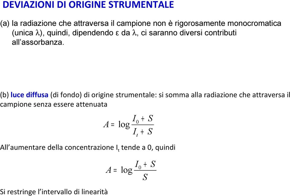 (b) luce diffusa (di fondo) di origine strumentale: si somma alla radiazione che attraversa il campione senza