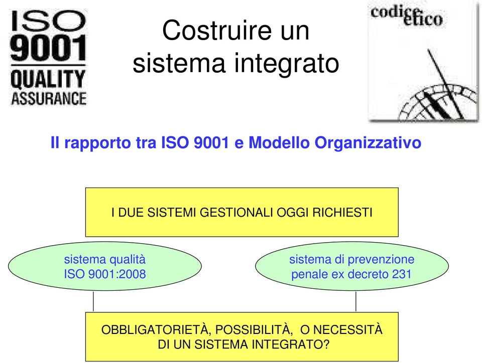 sistema qualità ISO 9001:2008 sistema di prevenzione penale ex