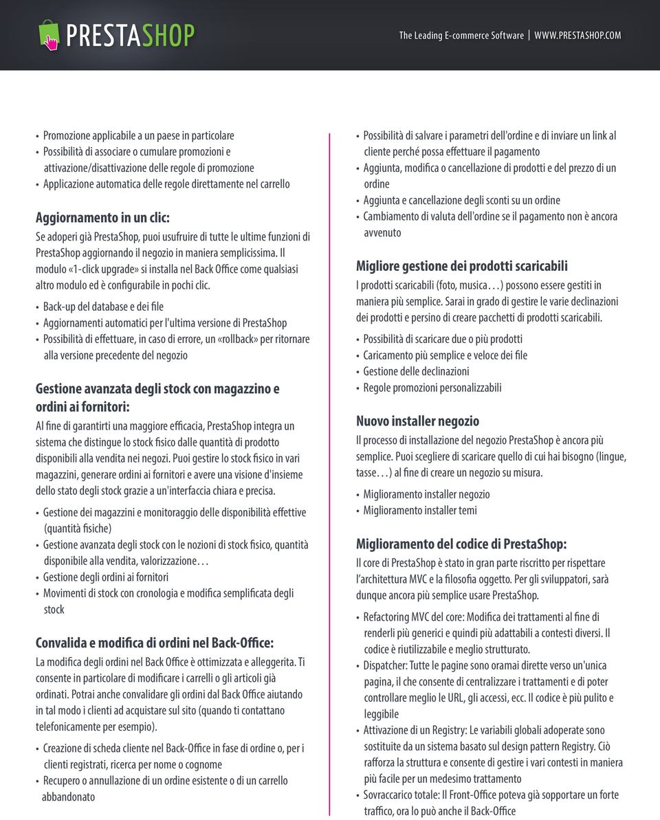 Il modulo «1-click upgrade» si installa nel Back Office come qualsiasi altro modulo ed è configurabile in pochi clic.