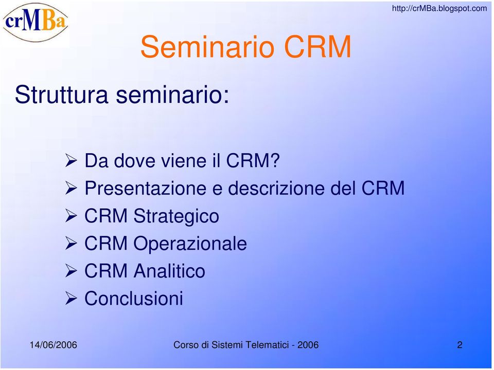 Presentazione e descrizione del CRM CRM