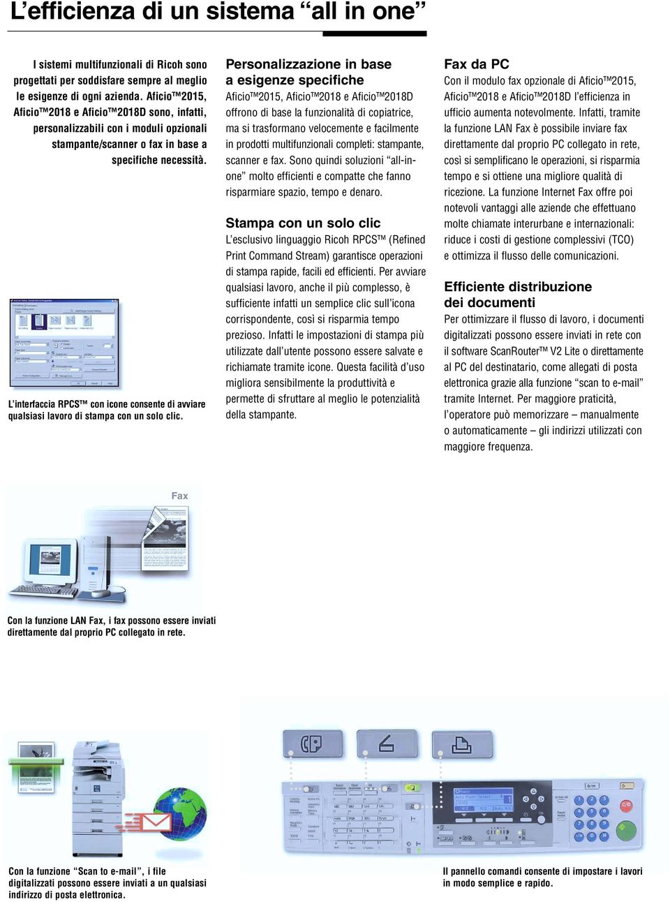 L interfaccia RPCS con icone consente di avviare qualsiasi lavoro di stampa con un solo clic.