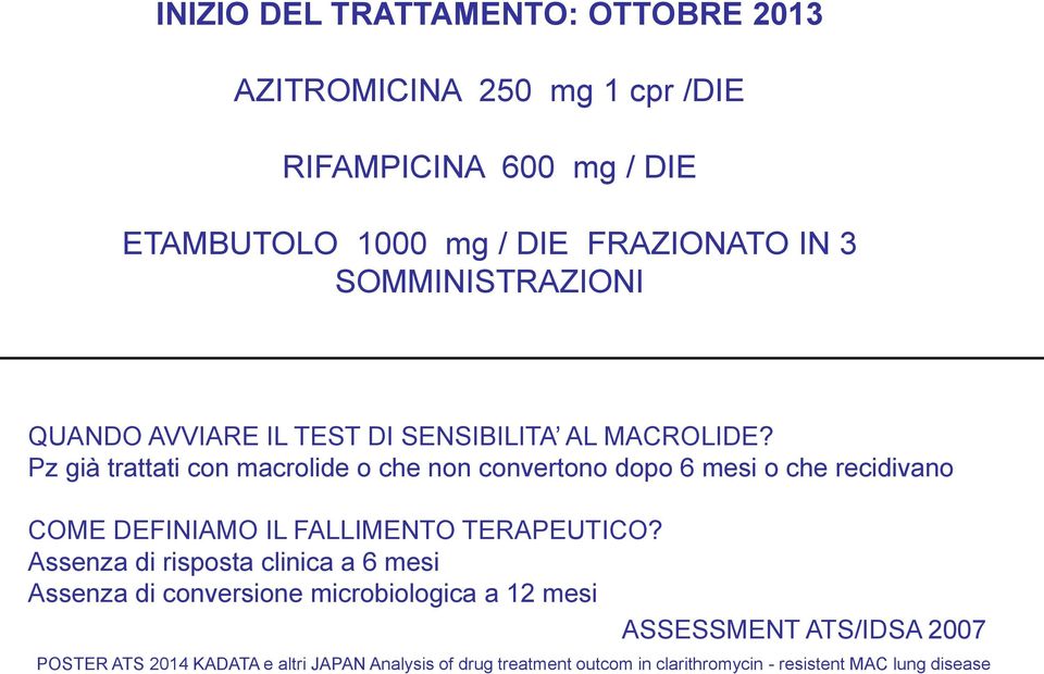 Pz già trattati con macrolide o che non convertono dopo 6 mesi o che recidivano COME DEFINIAMO IL FALLIMENTO TERAPEUTICO?