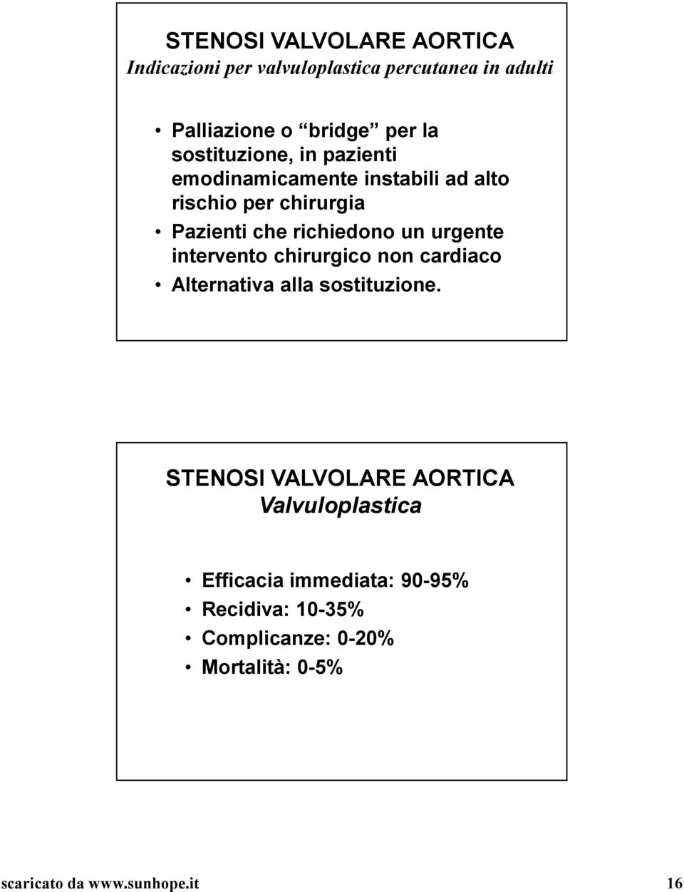 urgente intervento chirurgico non cardiaco Alternativa alla sostituzione.