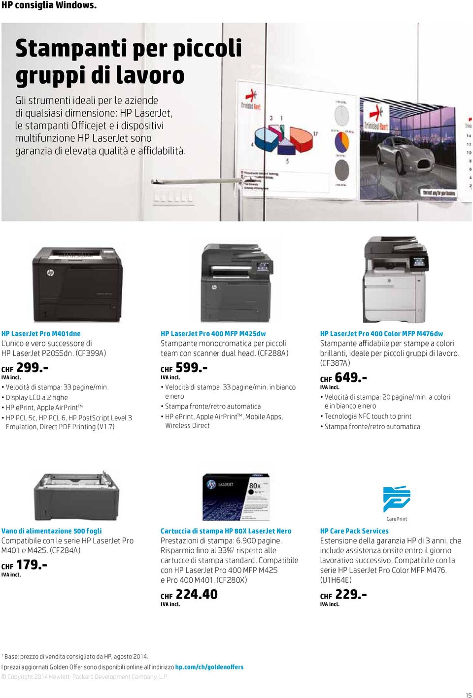 Display LCD a 2 righe HP eprint, Apple AirPrint TM HP PCL 5c, HP PCL 6, HP PostScript Level 3 Emulation, Direct PDF Printing (V1.