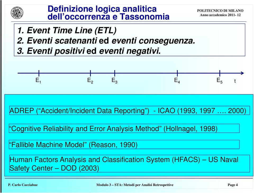 E 1 E 2 E 3 E 4 E 5 t ADREP ( Accident/Incident Data Reporting ) - ICAO (1993, 1997.