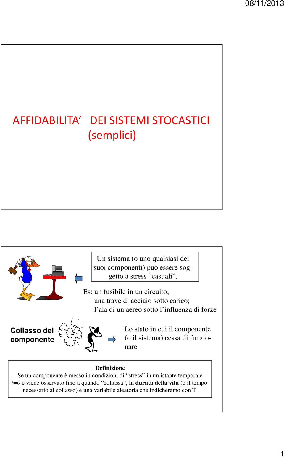 stato in cui il componente (o il sistema) cessa di funzionare Definizione Se un componente è messo in condizioni di stress in un istante