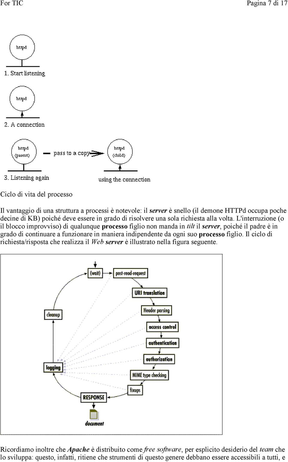 L'interruzione (o il blocco improvviso) di qualunque processo figlio non manda in tilt il server, poiché il padre è in grado di continuare a funzionare in maniera indipendente da ogni