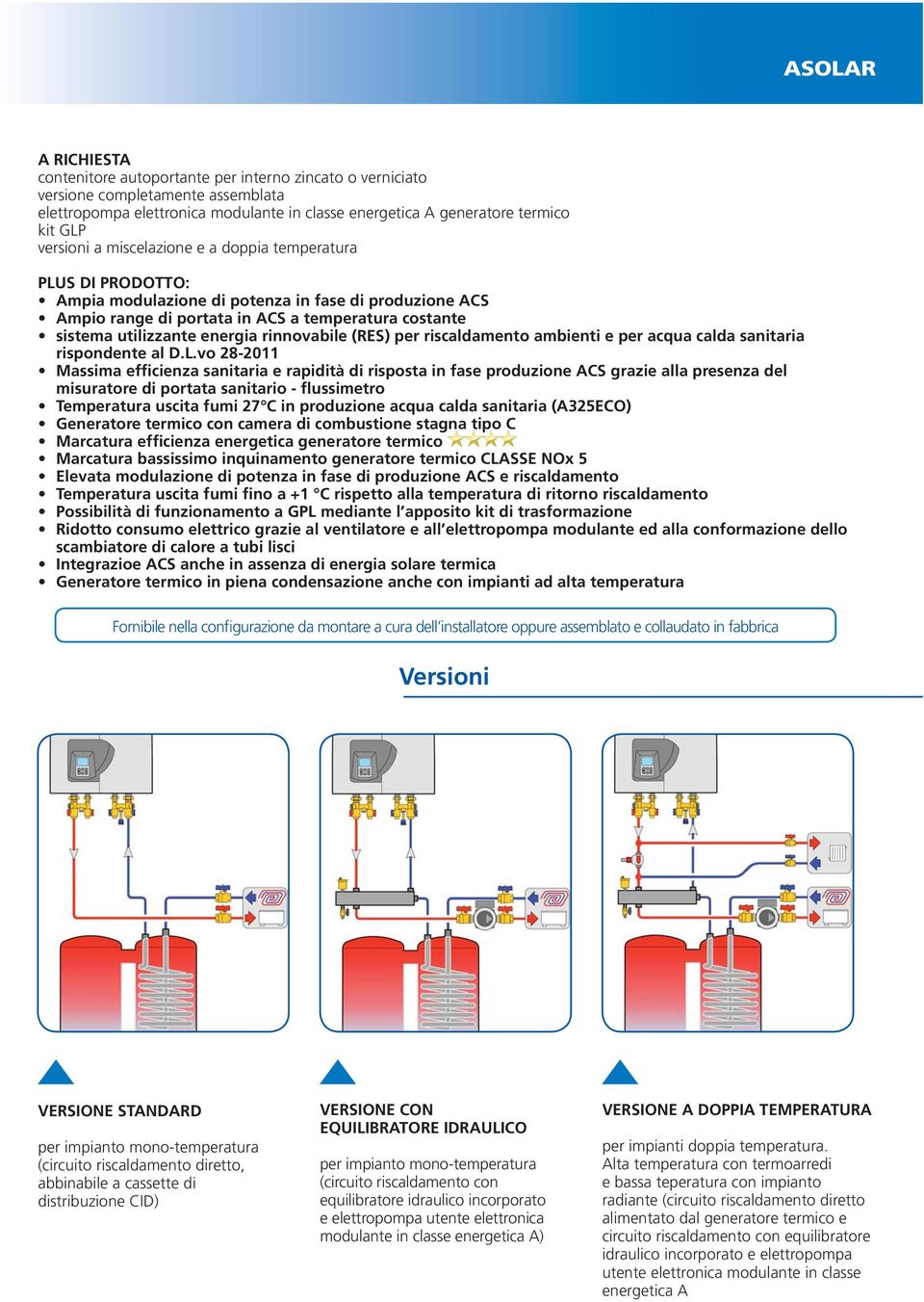 energia rinnovabile (RES) per riscaldamento ambienti e per acqua calda sanitaria rispondente al D.L.