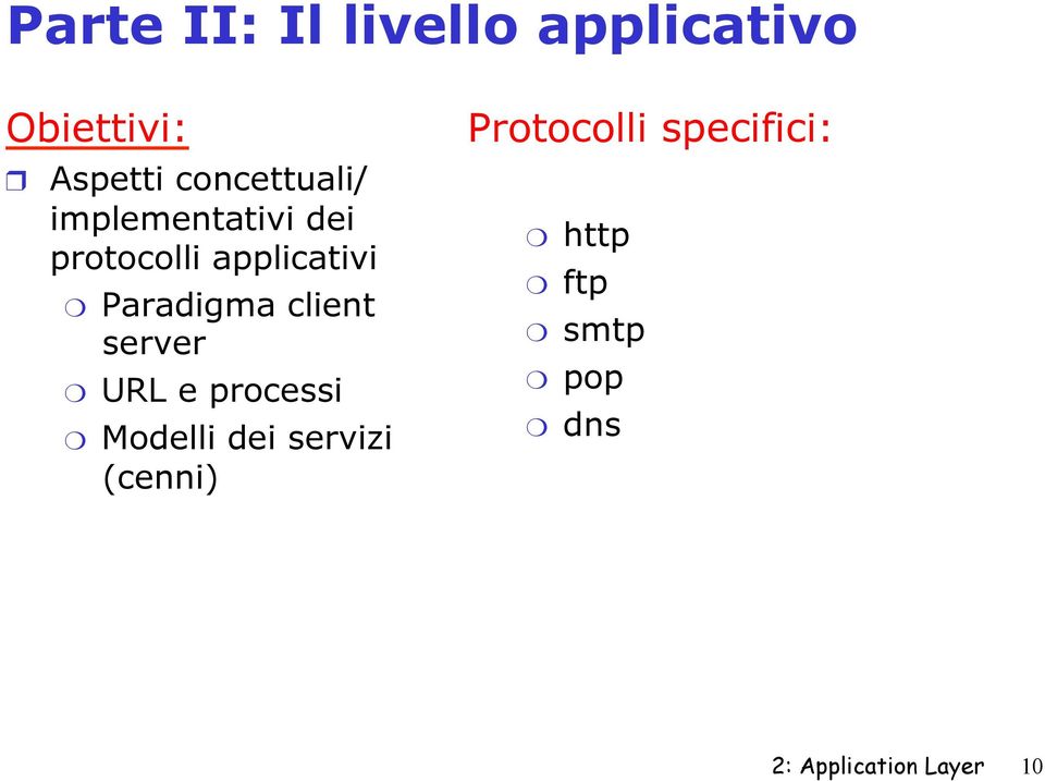 Paradigma client server URL e processi Modelli dei servizi