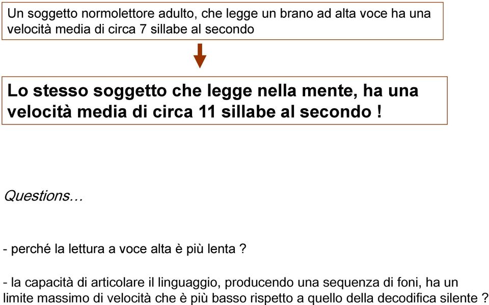 Questions - perché la lettura a voce alta è più lenta?