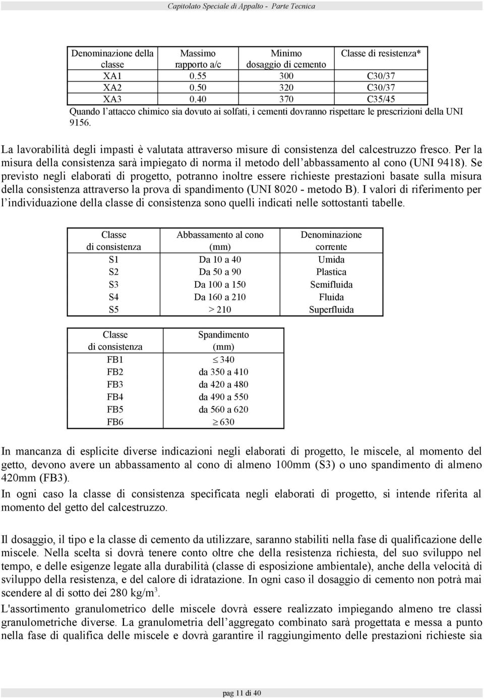 La lavorabilità degli impasti è valutata attraverso misure di consistenza del calcestruzzo fresco.