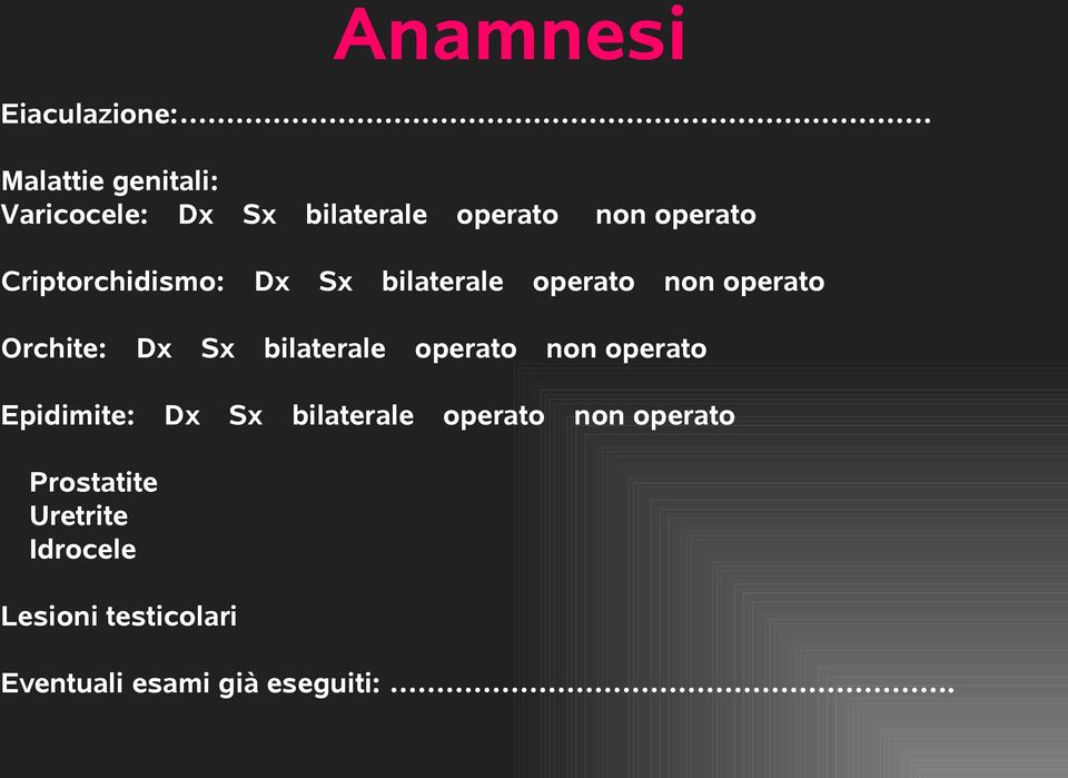 bilaterale non operato operato operato operato non operato non operato non