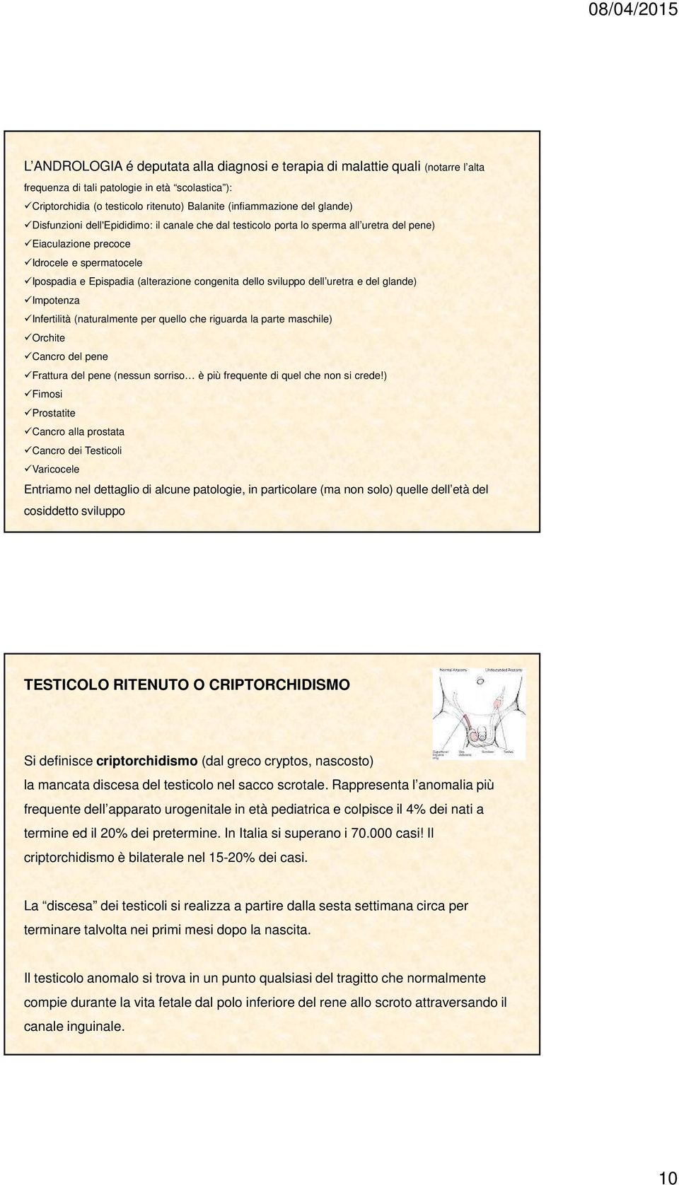 sviluppo dell uretra e del glande) Impotenza Infertilità (naturalmente per quello che riguarda la parte maschile) Orchite Cancro del pene Frattura del pene (nessun sorriso è più frequente di quel che