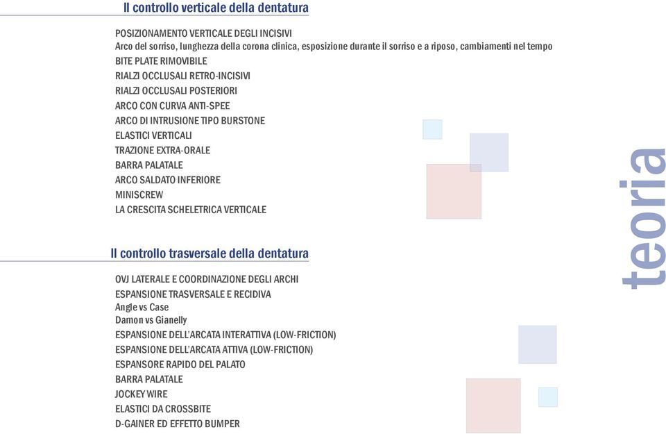 SALDATO INFERIORE MINISCREW LA CRESCITA SCHELETRICA VERTICALE Il controllo trasversale della dentatura OVJ LATERALE E COORDINAZIONE DEGLI ARCHI ESPANSIONE TRASVERSALE E RECIDIVA Angle vs Case Damon