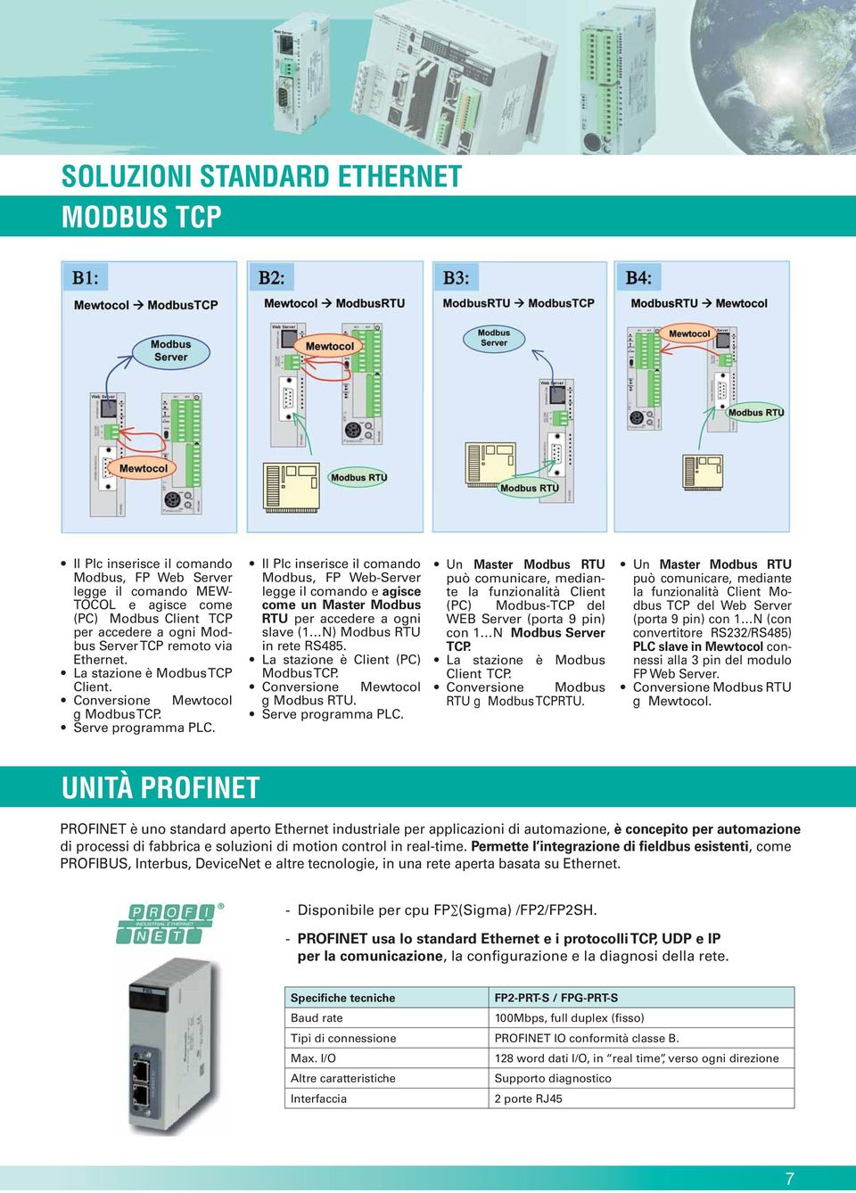 Un Master Modbus RTU può comunicare, mediante la funzionalità Client (PC) Modbus-TCP del WEB Server (porta 9 pin) con 1 N Modbus Server TCP. Client TCP. Conversione Modbus RTU g Modbus TCPRTU.