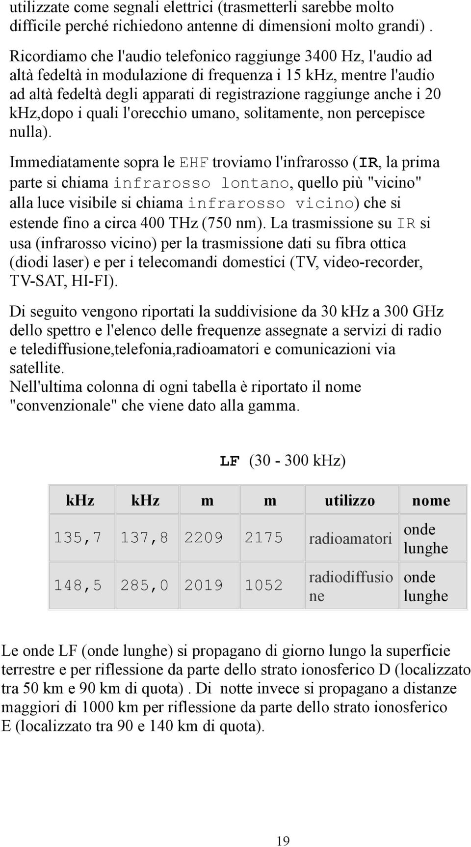 khz,dopo i quali l'orecchio umano, solitamente, non percepisce nulla).