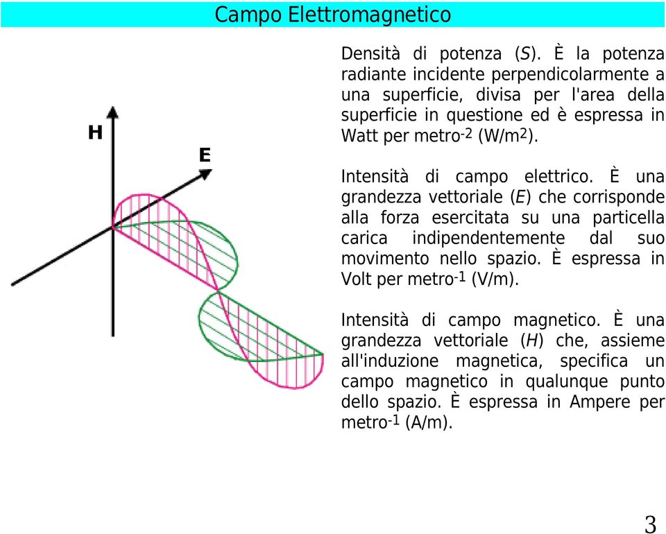 2 ). Intensità di campo elettrico.