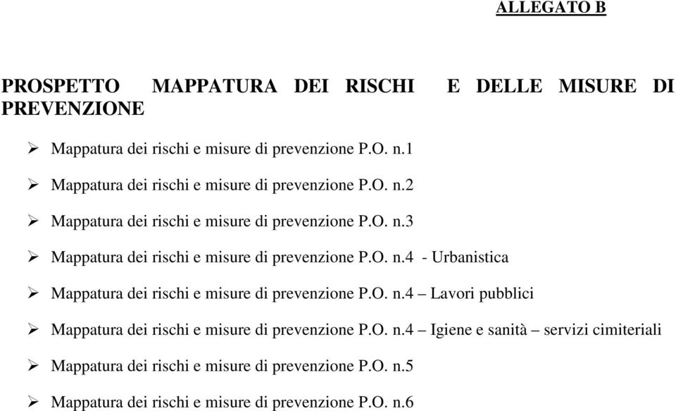 O. n.4 - Urbanistica Mappatura dei rischi e misure di prevenzione P.O. n.4 Lavori pubblici Mappatura dei rischi e misure di prevenzione P.O. n.4 Igiene e sanità servizi cimiteriali Mappatura dei rischi e misure di prevenzione P.