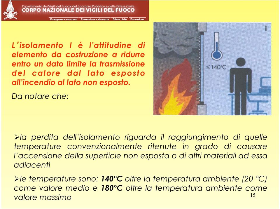 Da notare che: Ø la perdita dell isolamento riguarda il raggiungimento di quelle temperature convenzionalmente ritenute in grado di