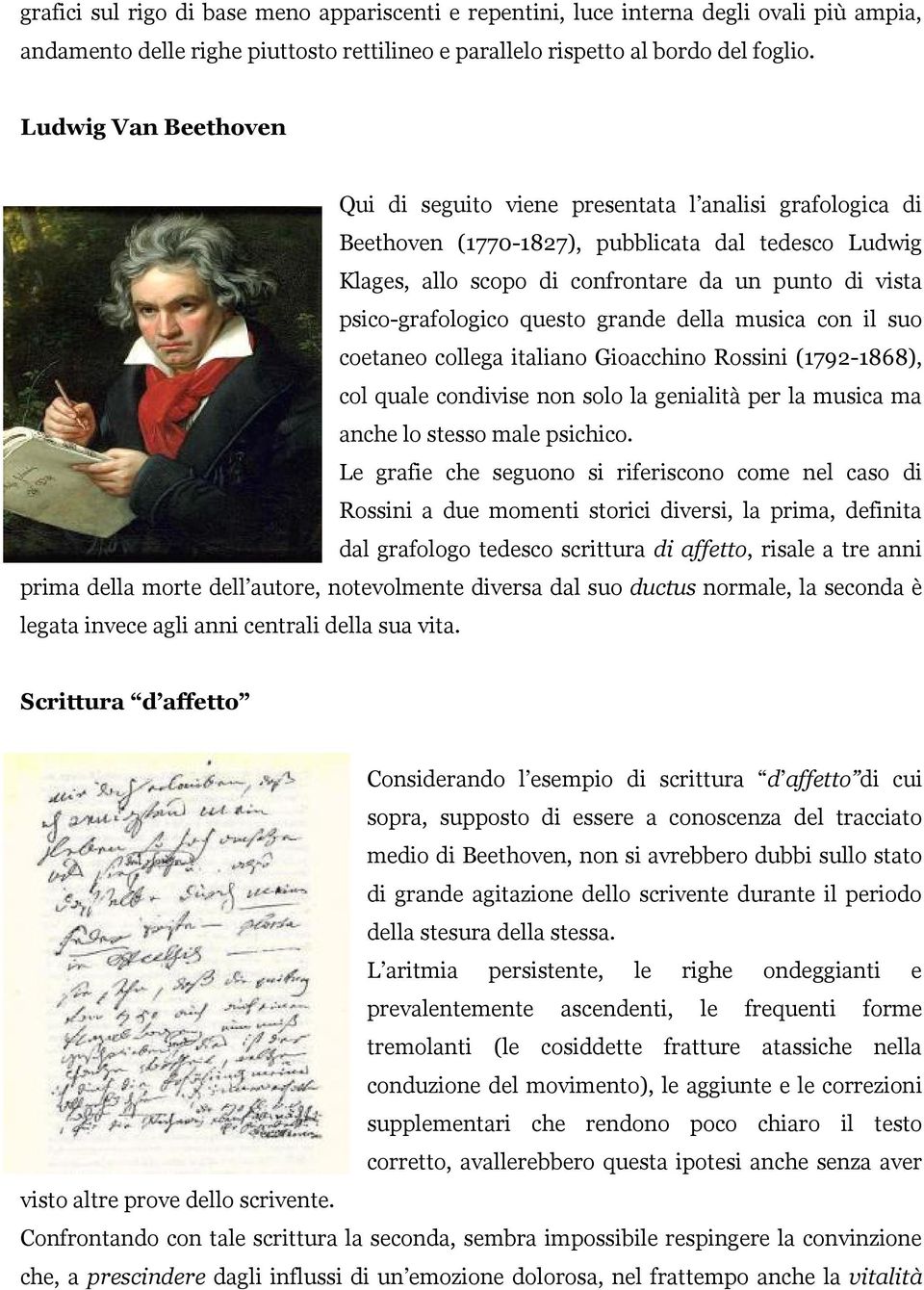 psico-grafologico questo grande della musica con il suo coetaneo collega italiano Gioacchino Rossini (1792-1868), col quale condivise non solo la genialità per la musica ma anche lo stesso male