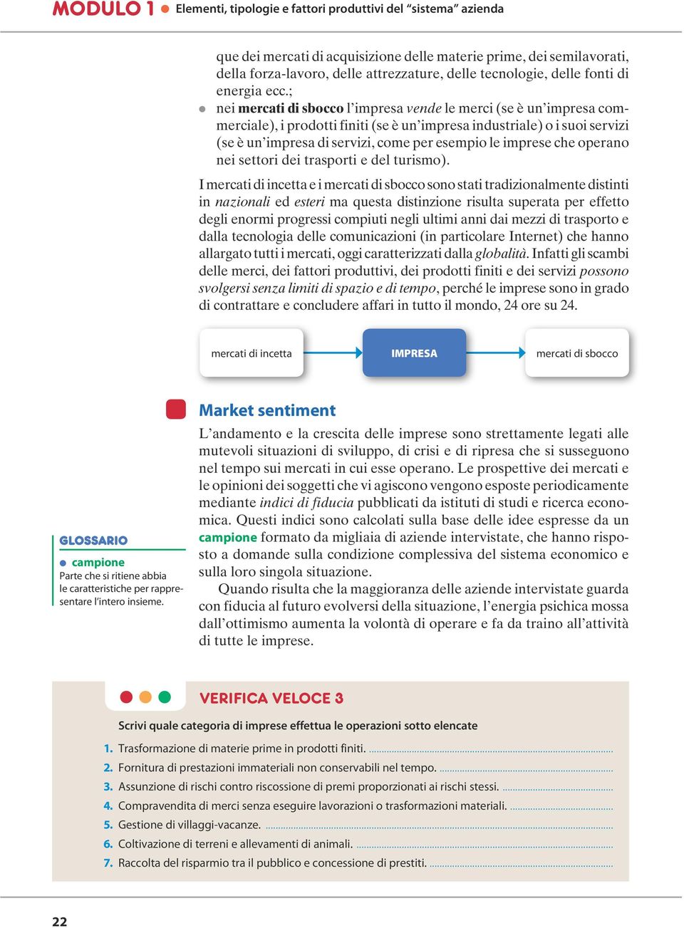 ; nei mercati di sbocco l impresa vende le merci (se è un impresa commerciale), i prodotti finiti (se è un impresa industriale) o i suoi servizi (se è un impresa di servizi, come per esempio le