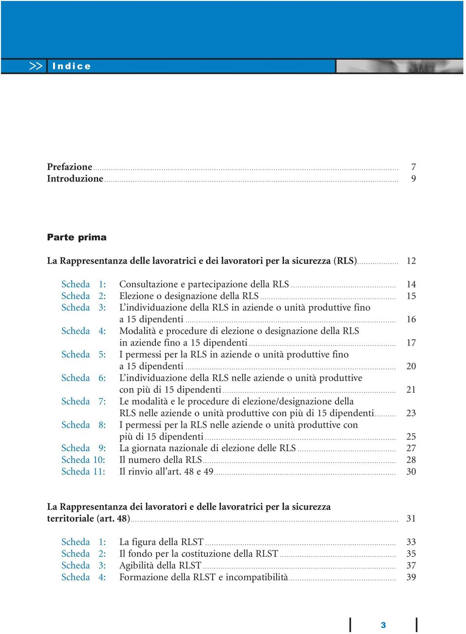 .. 16 Scheda 4: Modalità e procedure di elezione o designazione della RLS in aziende fino a 15 dipendenti... 17 Scheda 5: I permessi per la RLS in aziende o unità produttive fino a 15 dipendenti.