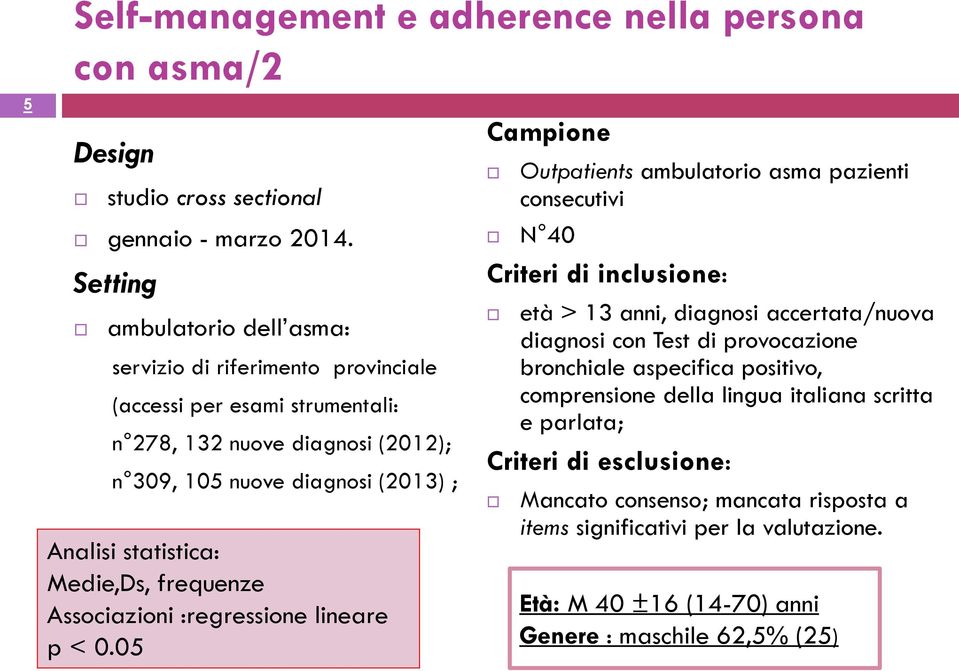 Medie,Ds, frequenze Associazioni :regressione lineare p < 0.