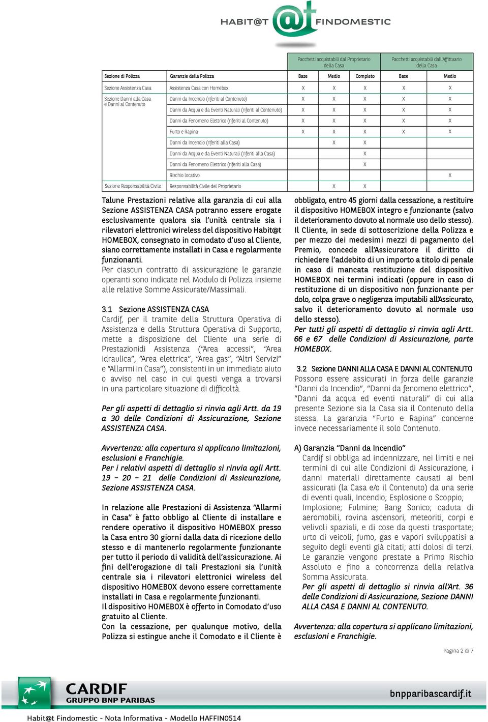 Rapina Danni da Incendio (riferiti alla Casa) Danni da Acqua e da Eventi Naturali (riferiti alla Casa) Danni da Fenomeno Elettrico (riferiti alla Casa) Rischio locativo Sezione Responsabilità Civile