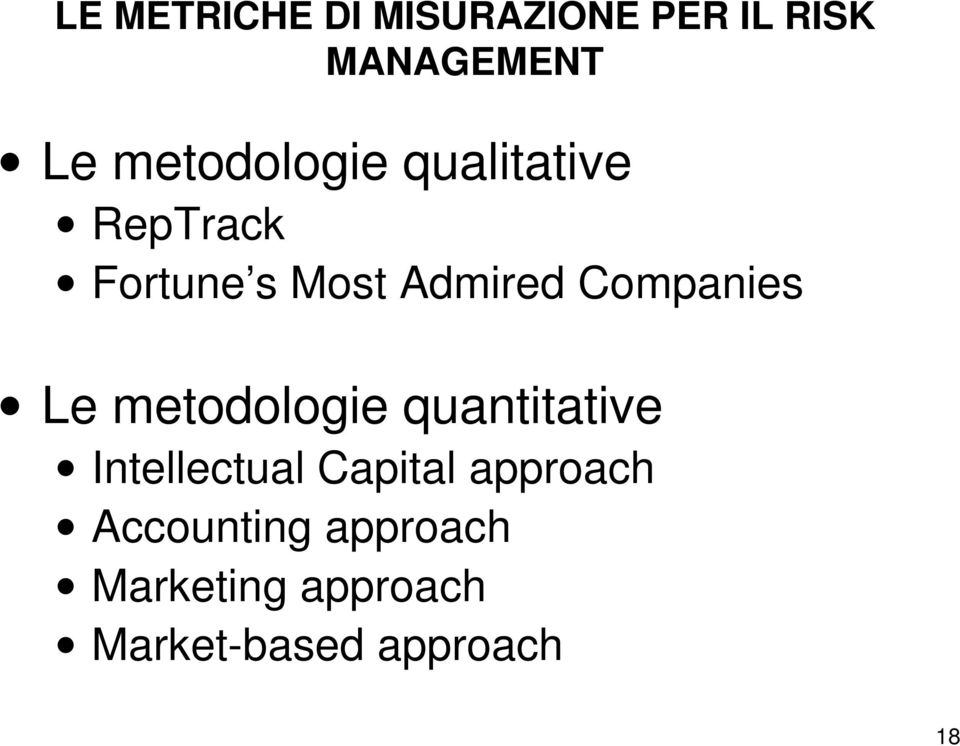 Companies Le metodologie quantitative Intellectual Capital