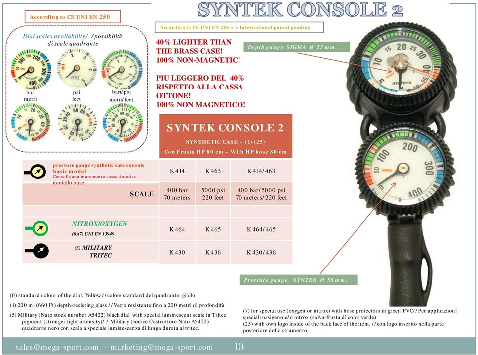 SYNTEK CONSOLE 2 SYNTHETIC CASE - (1) (25) Con Frusta HP 80 cm With HP hose 80 cm pressure gauge synthetic case console basic model Consolle con manometro cassa sintetica modello base K 414 K 463 K