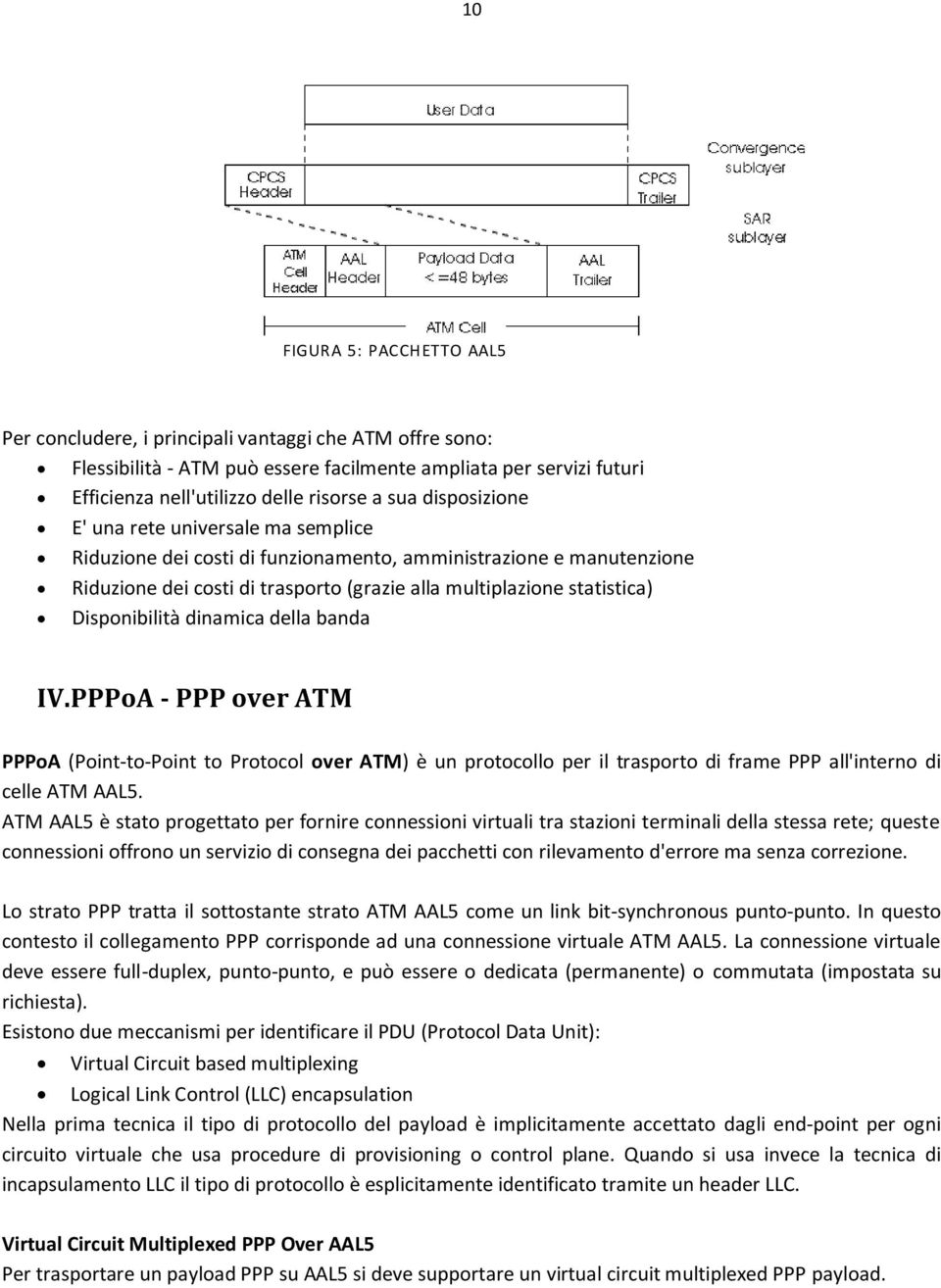 Disponibilità dinamica della banda IV. PPPoA - PPP over ATM PPPoA (Point-to-Point to Protocol over ATM) è un protocollo per il trasporto di frame PPP all'interno di celle ATM AAL5.