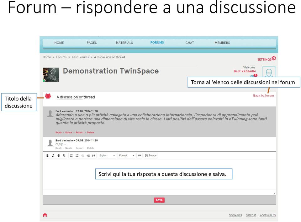 all'elenco delle discussioni nei forum