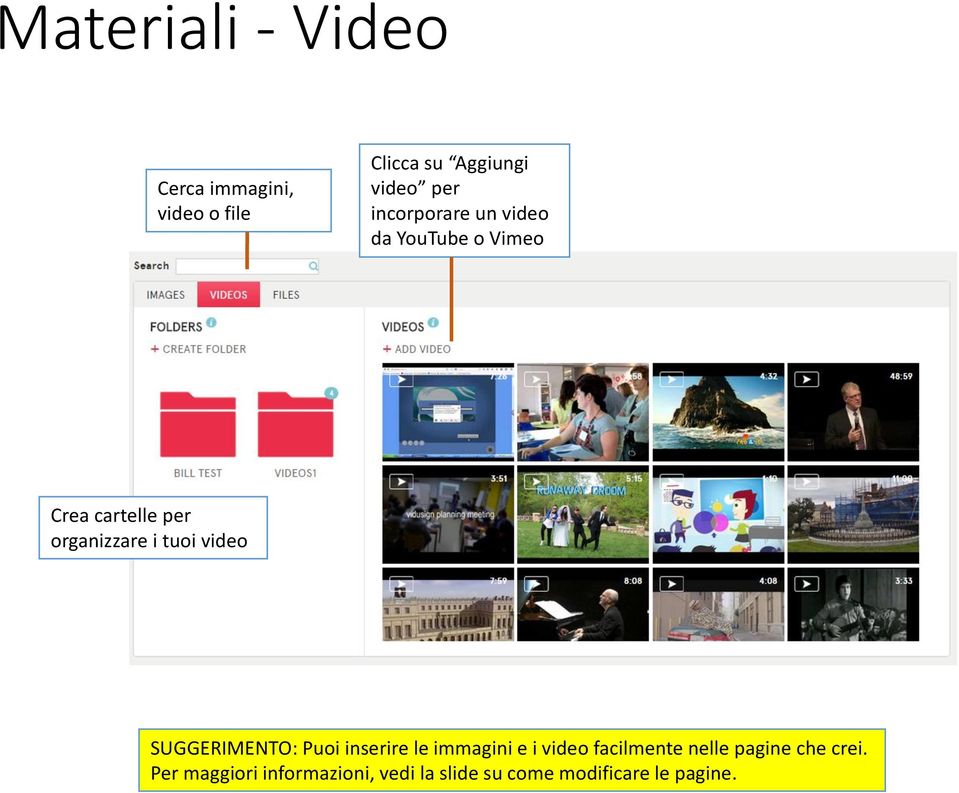 video SUGGERIMENTO: Puoi inserire le immagini e i video facilmente nelle