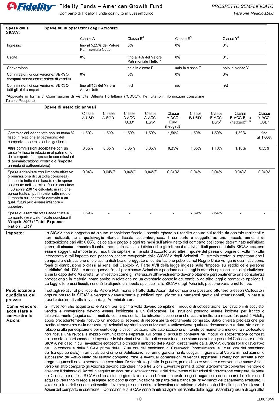 VERSO tutti gli altri comparti 0% 0% 0% 0% fino all 1% del Valore Attivo Netto n/d n/d n/d *Applicate in forma di Commissione di Vendite Differita Forfettaria ( CDSC ).