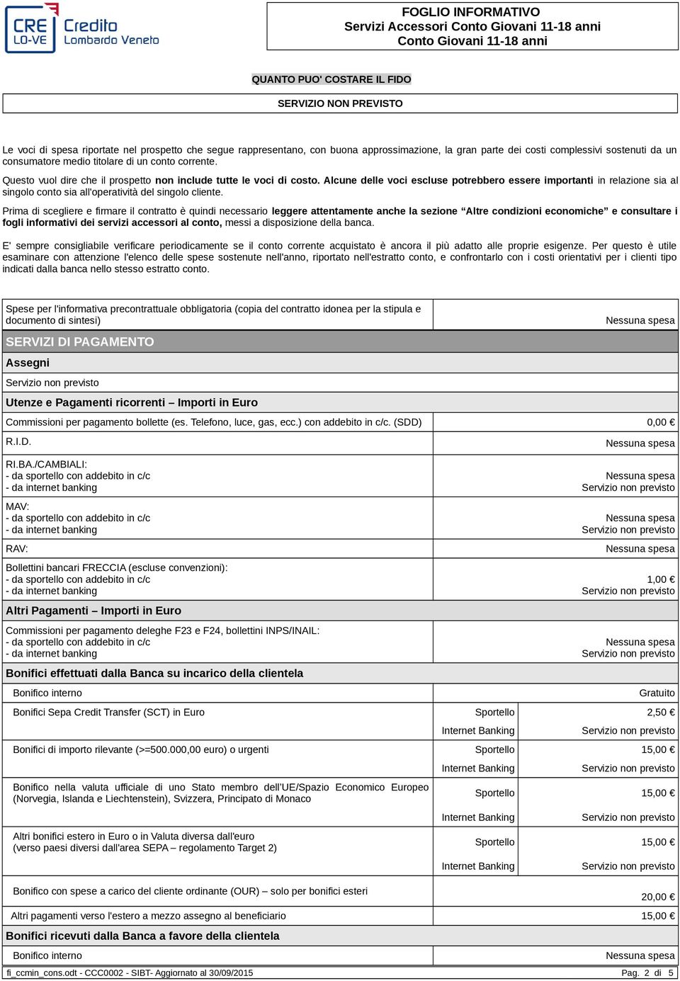 Alcune delle voci escluse potrebbero essere importanti in relazione sia al singolo conto sia all'operatività del singolo cliente.