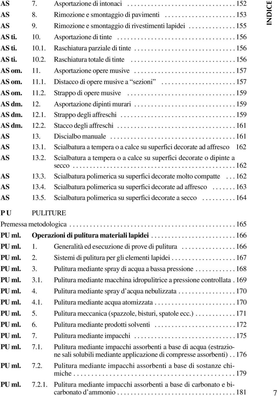 11. Asportazione opere musive.............................. 157 AS om. 11.1. Distacco di opere musive a sezioni...................... 157 AS om. 11.2. Strappo di opere musive................................ 159 AS dm.