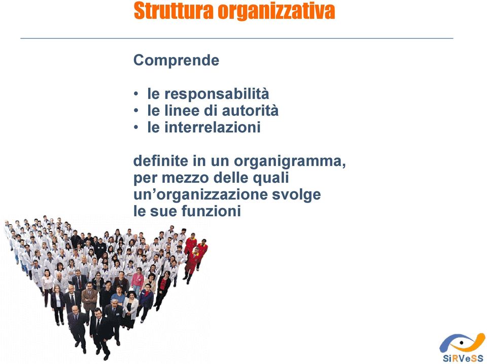 interrelazioni definite in un organigramma,