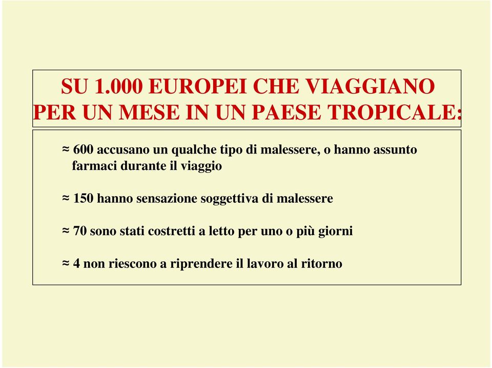 viaggio 150 hanno sensazione soggettiva di malessere 70 sono stati