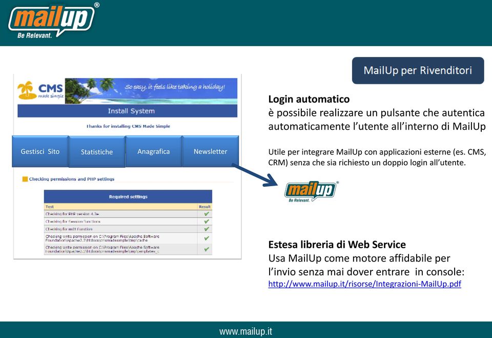 CMS, CRM) senza che sia richiesto un doppio login all utente.