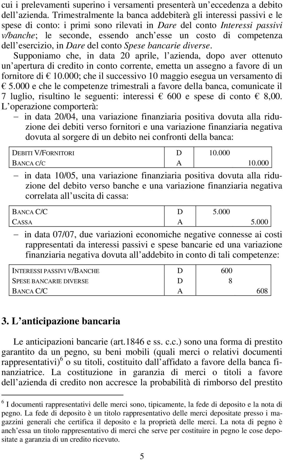 dell esercizio, in Dare del conto Spese bancarie diverse.