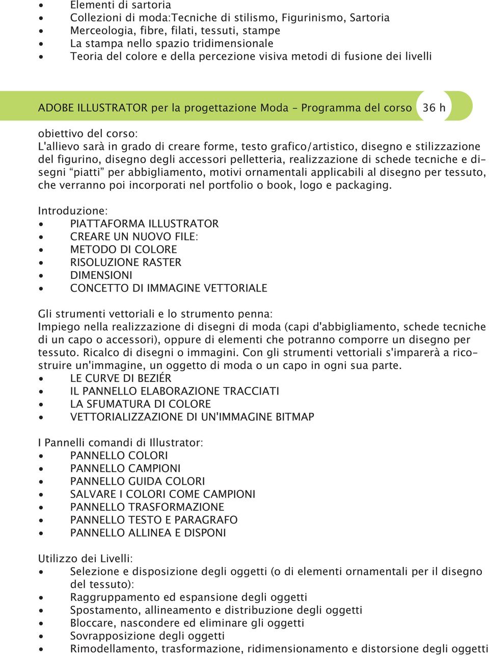 grafico/artistico, disegno e stilizzazione del figurino, disegno degli accessori pelletteria, realizzazione di schede tecniche e disegni piatti per abbigliamento, motivi ornamentali applicabili al