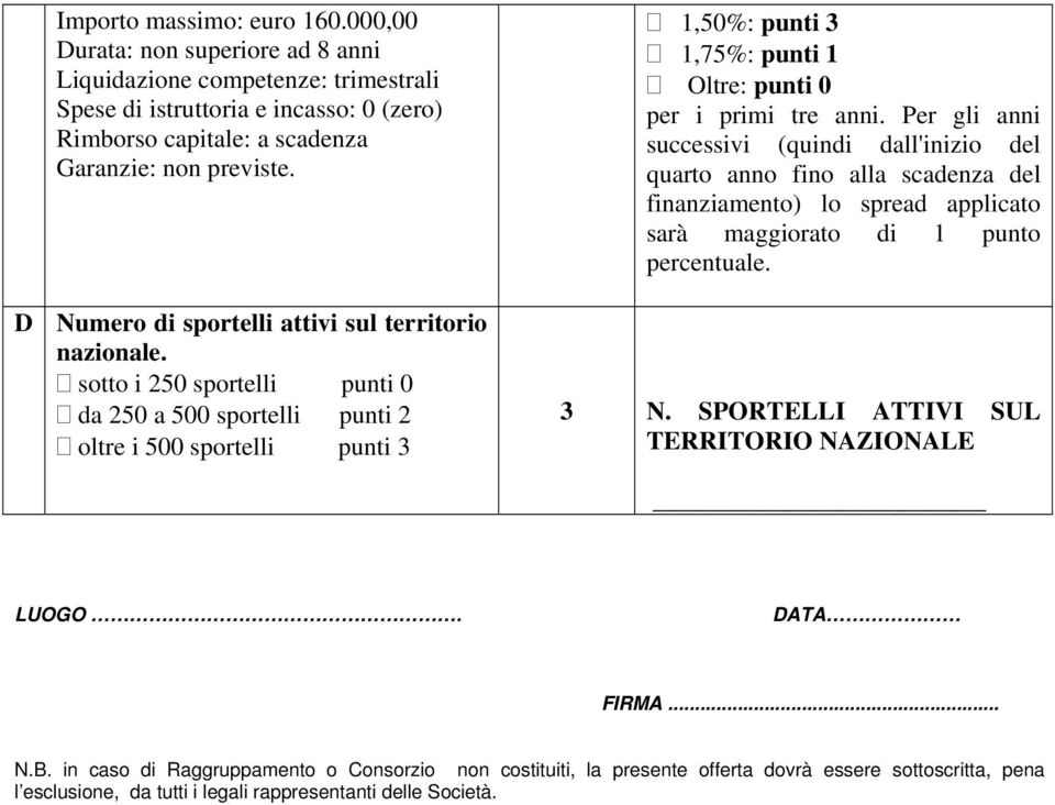 Per gli anni successivi (quindi dall'inizio del quarto anno fino alla scadenza del finanziamento) lo spread applicato sarà maggiorato di 1 punto percentuale. 3 N.