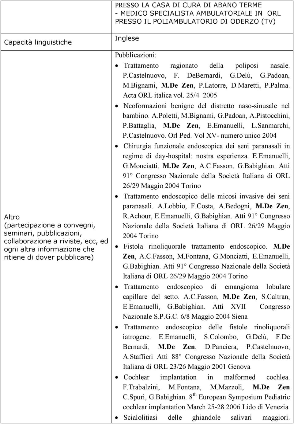 DeBernardi, G.Delù, G.Padoan, M.Bignami, M.De Zen, P.Latorre, D.Maretti, P.Palma. Acta ORL italica vol. 25/4 2005 Neoformazioni benigne del distretto naso-sinusale nel bambino. A.Poletti, M.