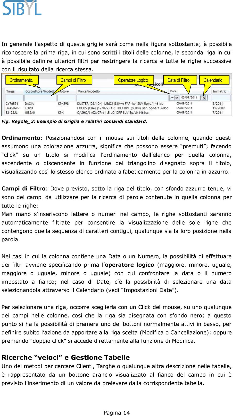 Regole_3: Esempio di Griglia e relativi comandi standard.