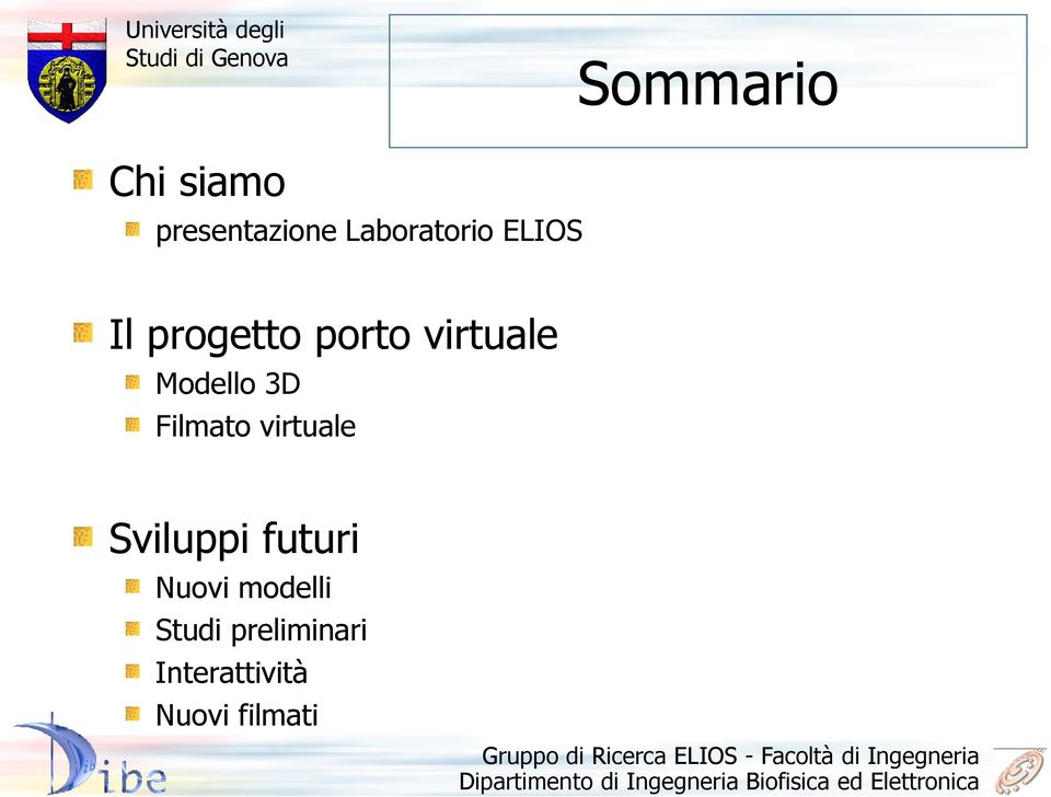 Sviluppi futuri Nuovi modelli Studi preliminari